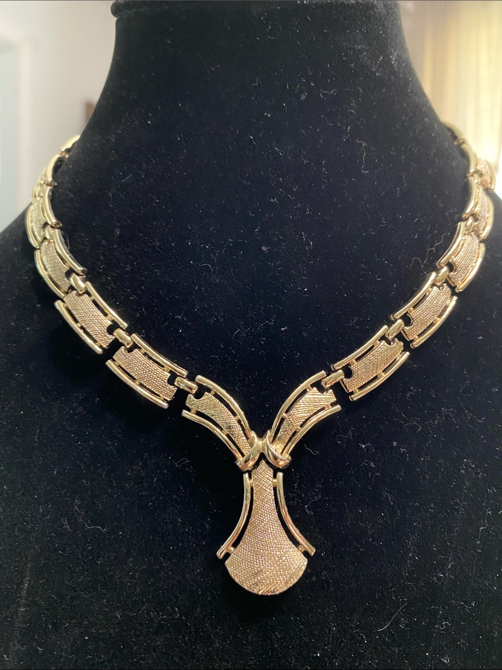 Coro Gold-tone Sculpted Link Necklace